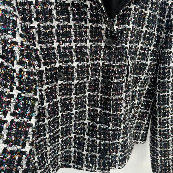LOFT Metallic Tweed Cropped Shirt Jacket Blazer Button Up // L - Picture 8 of 11